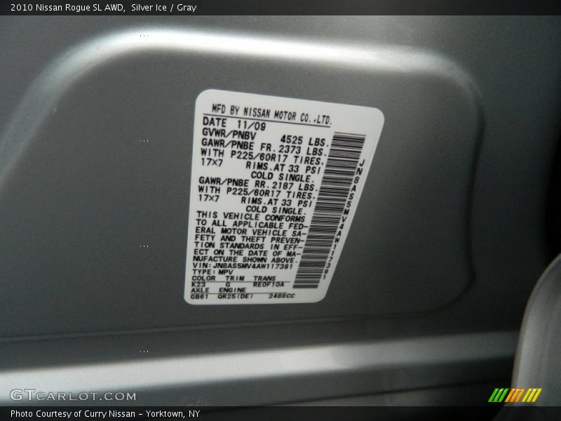Silver Ice / Gray 2010 Nissan Rogue SL AWD