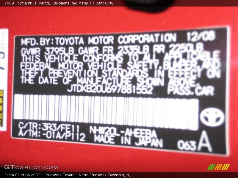 Barcelona Red Metallic / Dark Gray 2009 Toyota Prius Hybrid