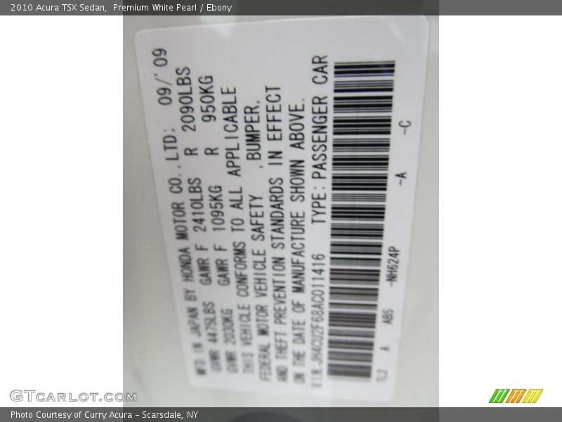 Premium White Pearl / Ebony 2010 Acura TSX Sedan