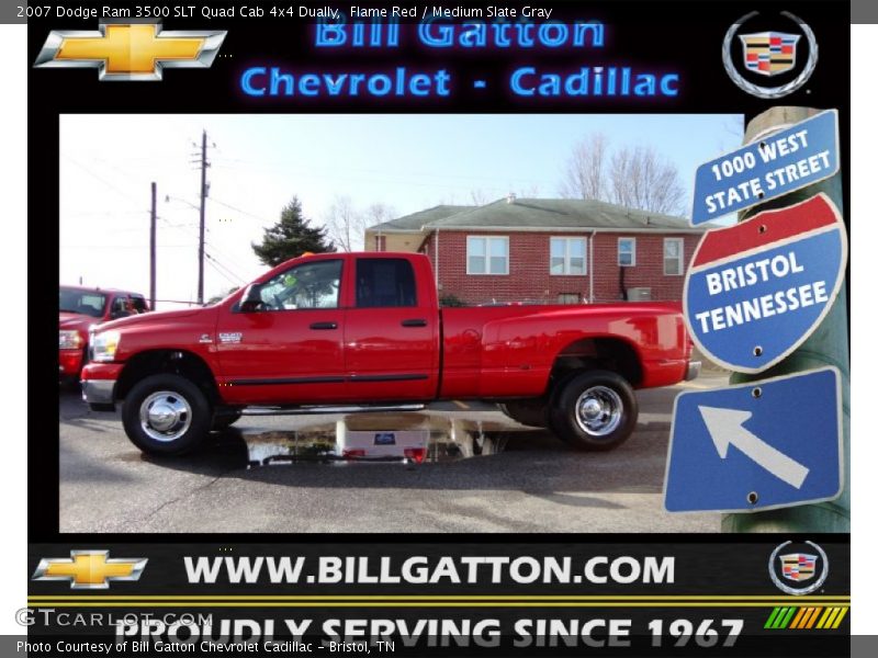 Flame Red / Medium Slate Gray 2007 Dodge Ram 3500 SLT Quad Cab 4x4 Dually