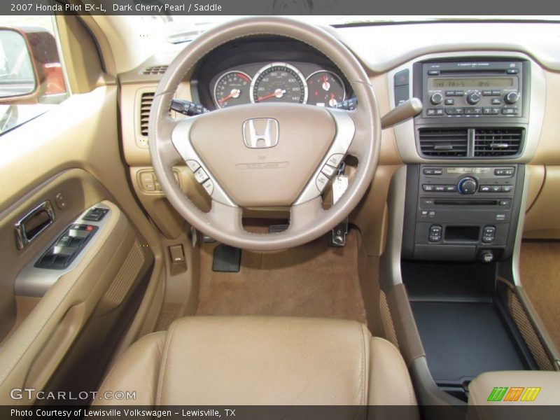 Dark Cherry Pearl / Saddle 2007 Honda Pilot EX-L