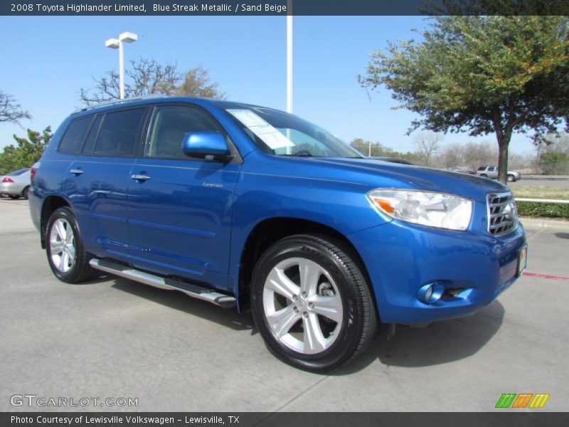 Blue Streak Metallic / Sand Beige 2008 Toyota Highlander Limited