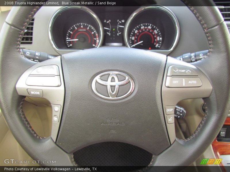 Blue Streak Metallic / Sand Beige 2008 Toyota Highlander Limited