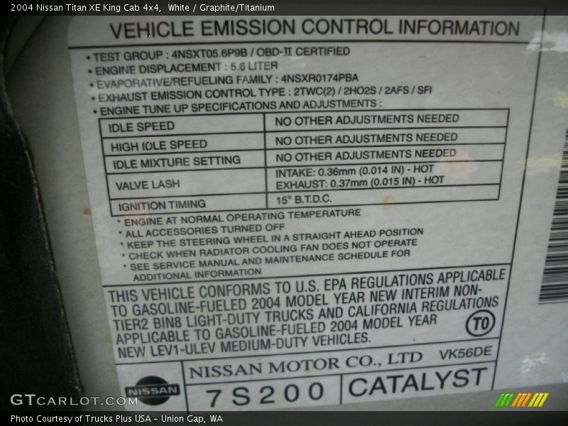 White / Graphite/Titanium 2004 Nissan Titan XE King Cab 4x4