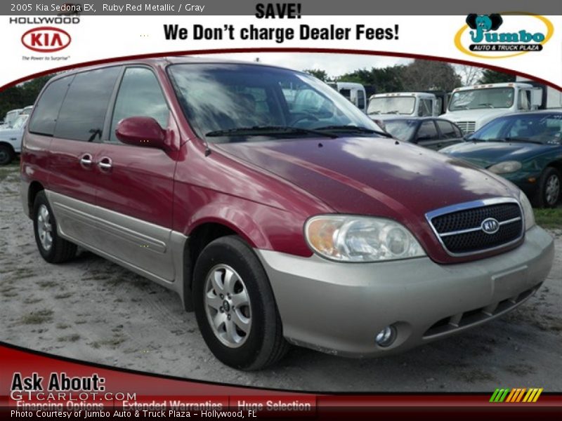 Ruby Red Metallic / Gray 2005 Kia Sedona EX
