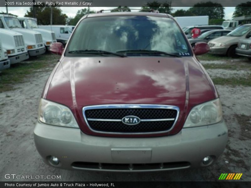 Ruby Red Metallic / Gray 2005 Kia Sedona EX