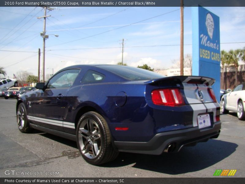 Kona Blue Metallic / Charcoal Black/White 2010 Ford Mustang Shelby GT500 Coupe