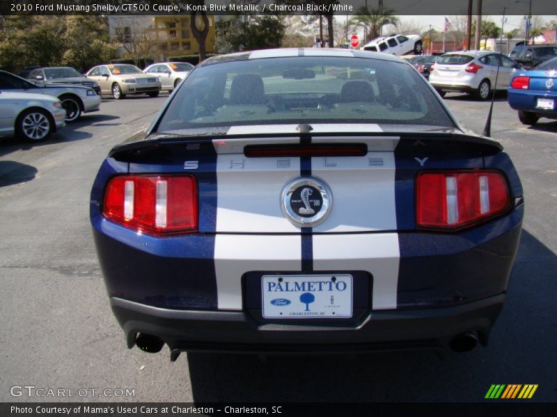 Kona Blue Metallic / Charcoal Black/White 2010 Ford Mustang Shelby GT500 Coupe