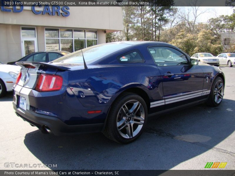 Kona Blue Metallic / Charcoal Black/White 2010 Ford Mustang Shelby GT500 Coupe