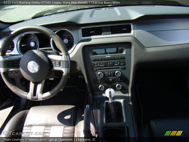 Kona Blue Metallic / Charcoal Black/White 2010 Ford Mustang Shelby GT500 Coupe