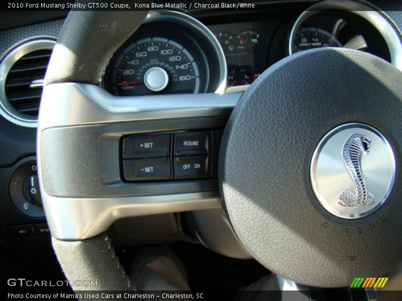Kona Blue Metallic / Charcoal Black/White 2010 Ford Mustang Shelby GT500 Coupe
