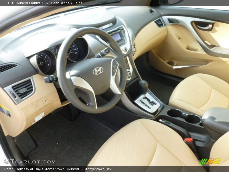Pearl White / Beige 2011 Hyundai Elantra GLS