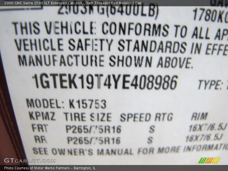 Dark Toreador Red Metallic / Oak 2000 GMC Sierra 1500 SLT Extended Cab 4x4