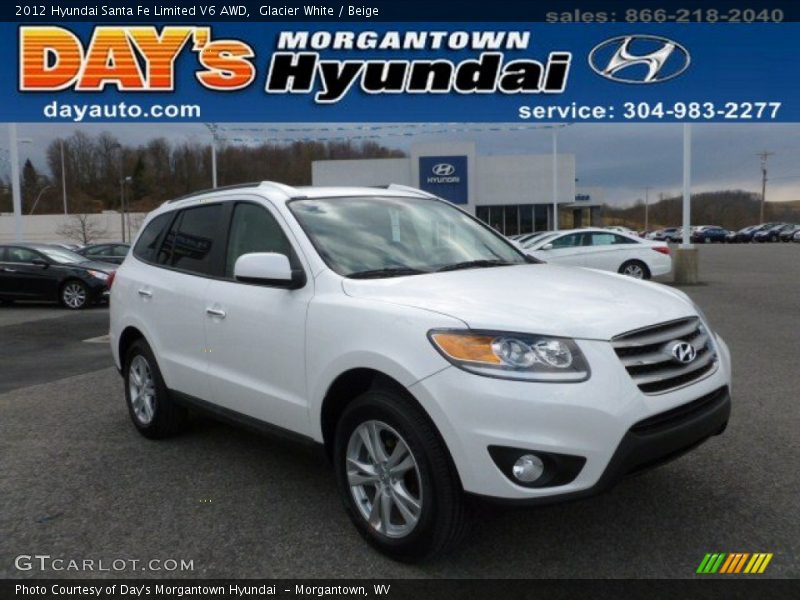 Glacier White / Beige 2012 Hyundai Santa Fe Limited V6 AWD
