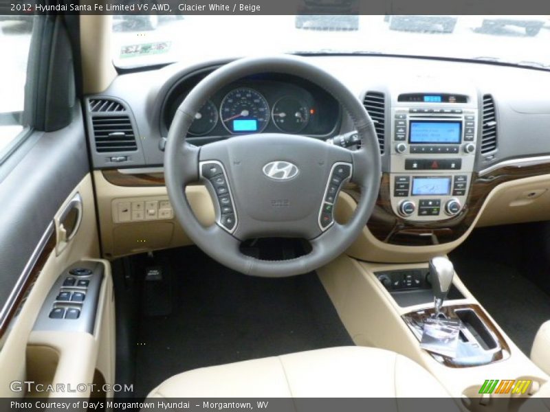 Glacier White / Beige 2012 Hyundai Santa Fe Limited V6 AWD