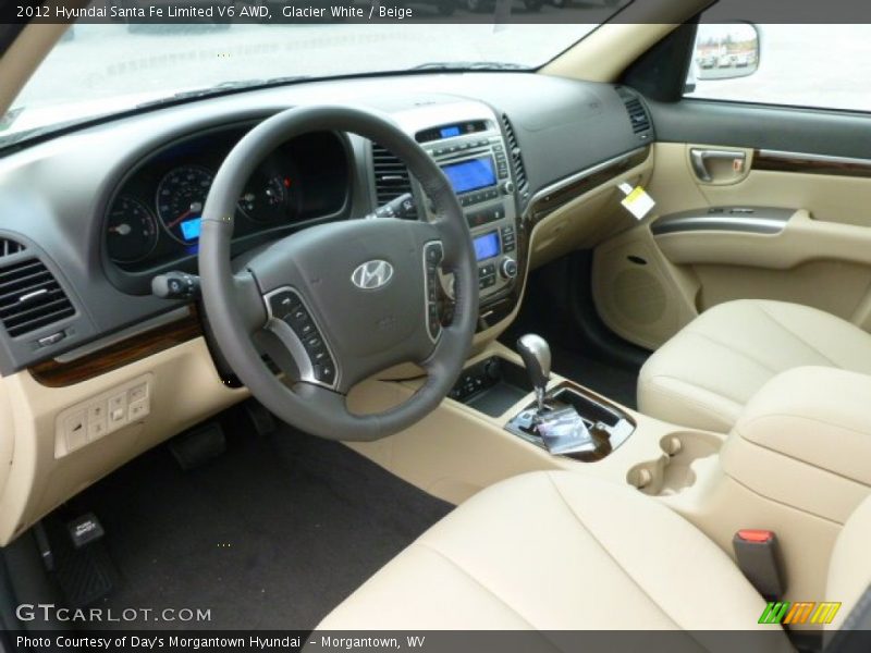 Glacier White / Beige 2012 Hyundai Santa Fe Limited V6 AWD