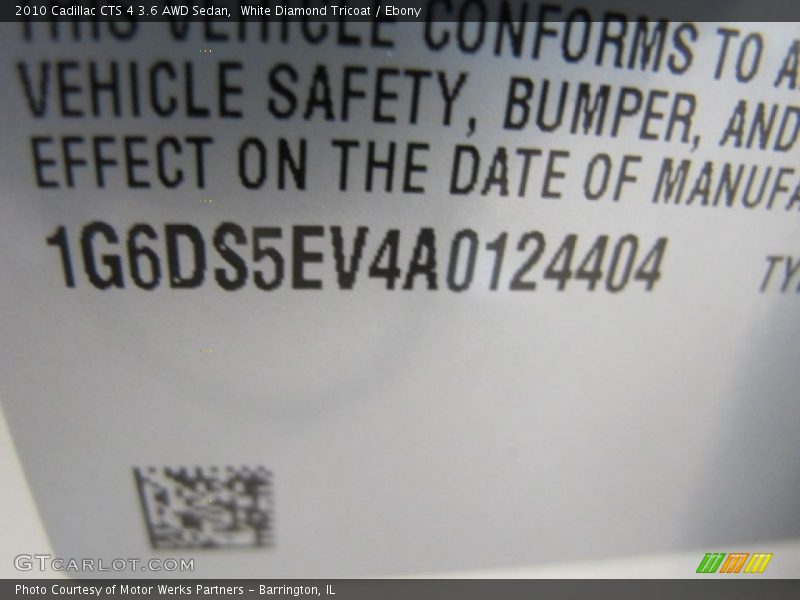 White Diamond Tricoat / Ebony 2010 Cadillac CTS 4 3.6 AWD Sedan