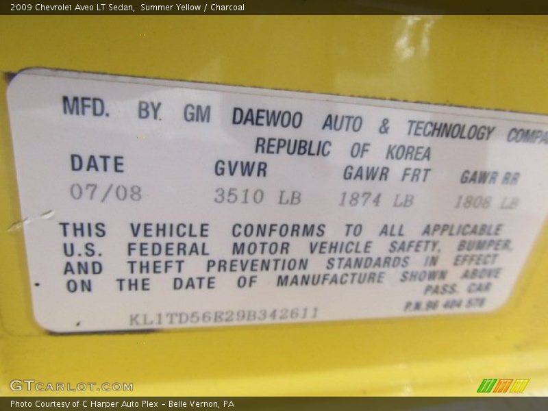 Summer Yellow / Charcoal 2009 Chevrolet Aveo LT Sedan