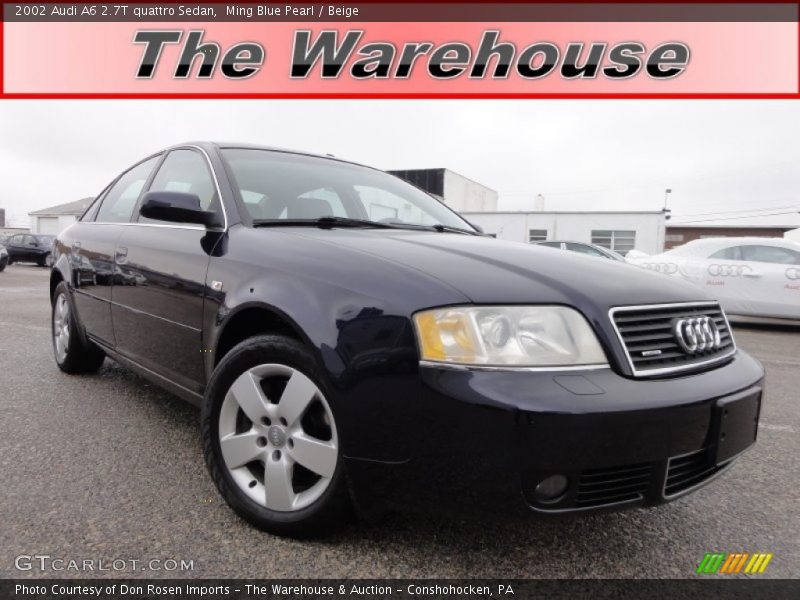 Ming Blue Pearl / Beige 2002 Audi A6 2.7T quattro Sedan