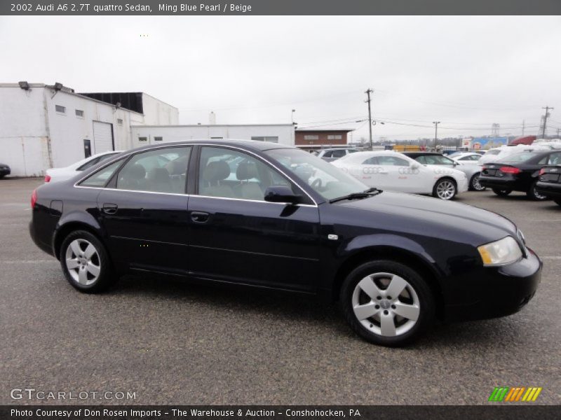 Ming Blue Pearl / Beige 2002 Audi A6 2.7T quattro Sedan