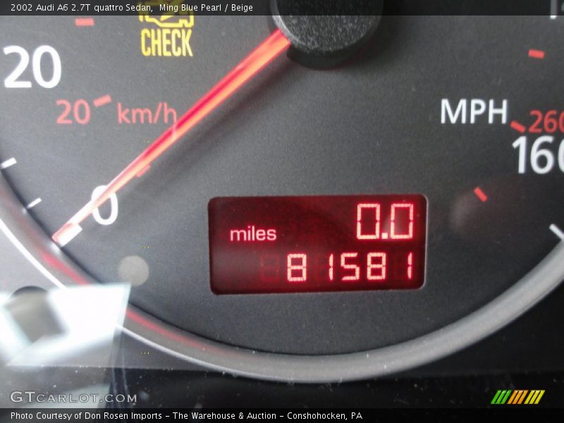 Ming Blue Pearl / Beige 2002 Audi A6 2.7T quattro Sedan