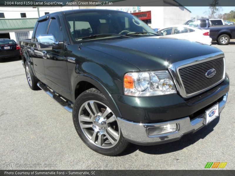Aspen Green Metallic / Tan 2004 Ford F150 Lariat SuperCrew