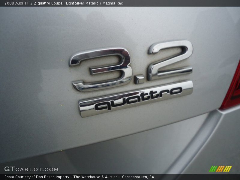 Light Silver Metallic / Magma Red 2008 Audi TT 3.2 quattro Coupe