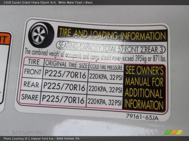 Info Tag of 2008 Grand Vitara XSport 4x4