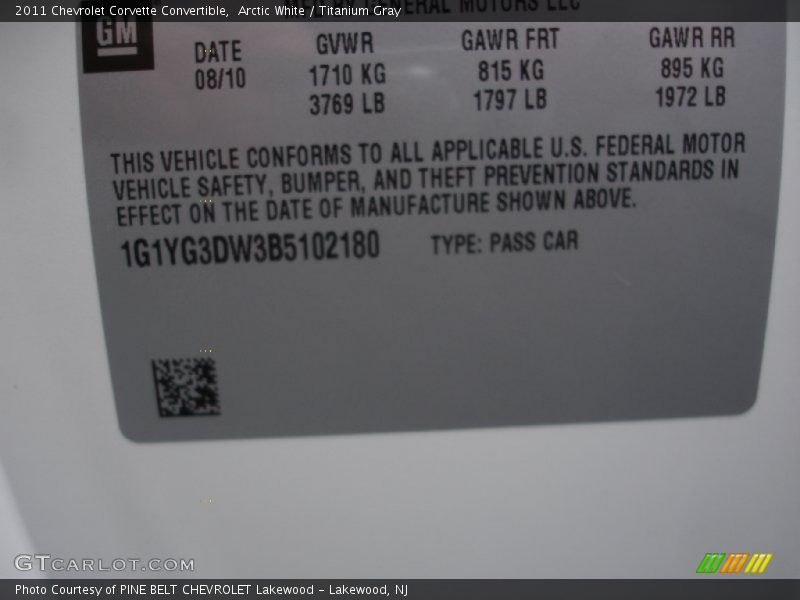 Arctic White / Titanium Gray 2011 Chevrolet Corvette Convertible