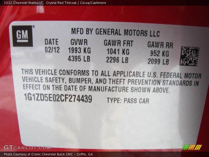 Crystal Red Tintcoat / Cocoa/Cashmere 2012 Chevrolet Malibu LT
