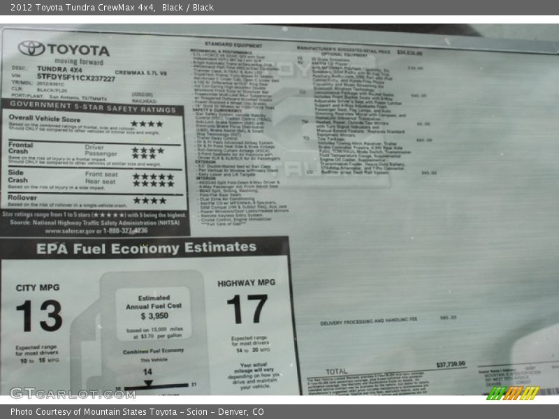 Black / Black 2012 Toyota Tundra CrewMax 4x4