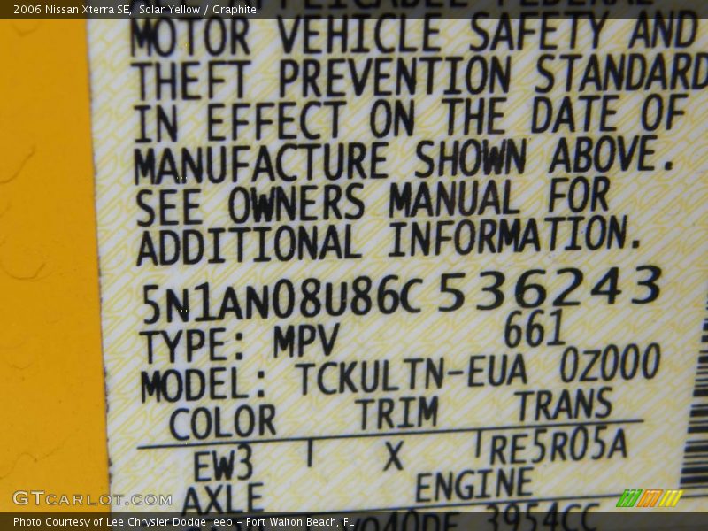 Solar Yellow / Graphite 2006 Nissan Xterra SE