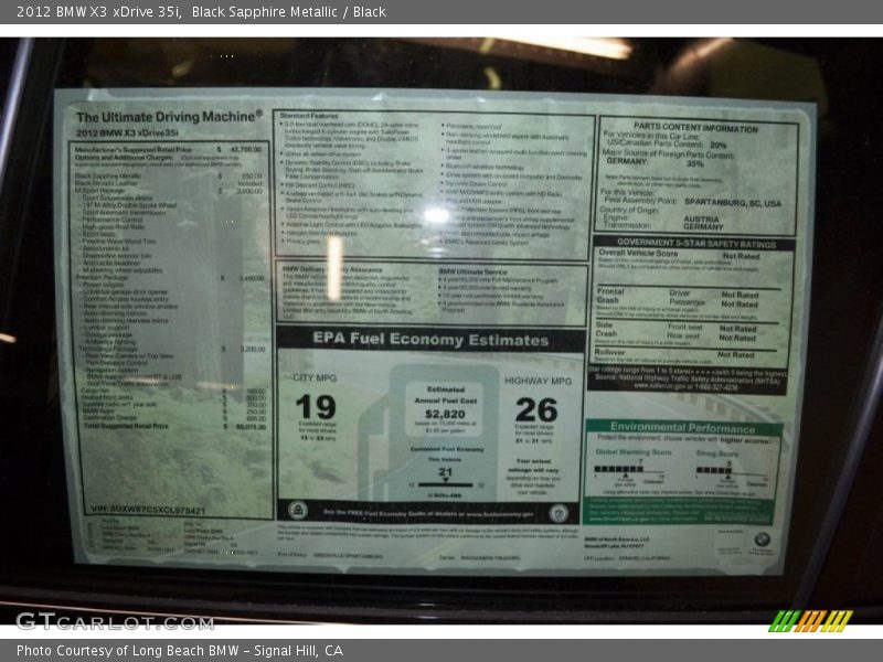Black Sapphire Metallic / Black 2012 BMW X3 xDrive 35i