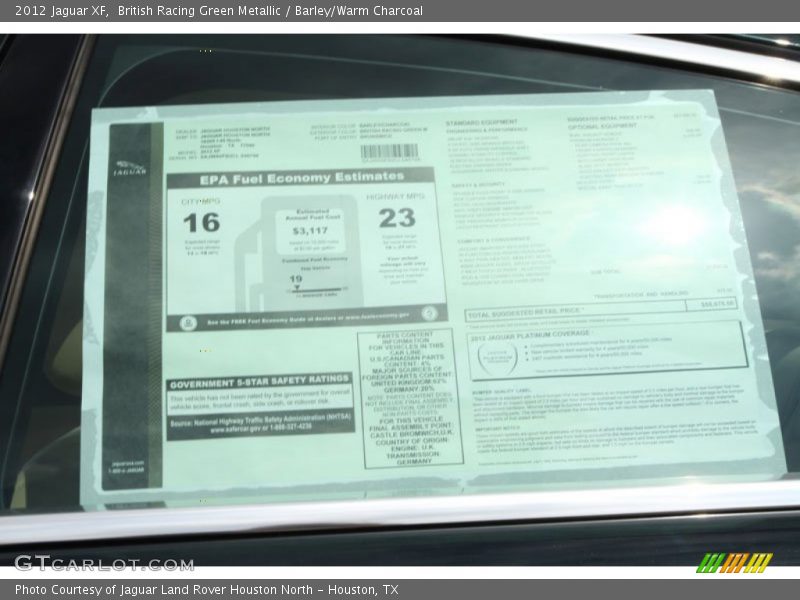  2012 XF  Window Sticker