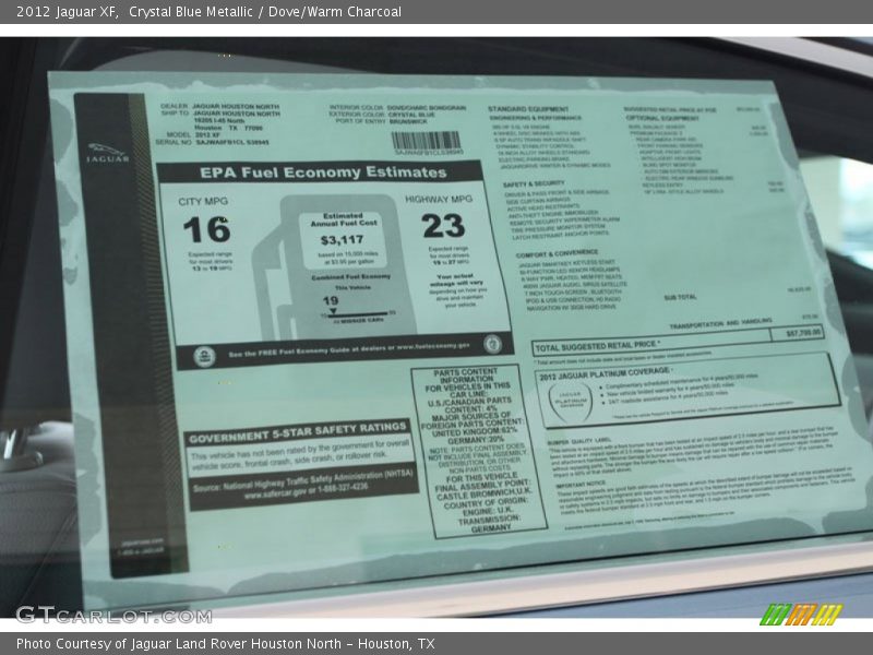  2012 XF  Window Sticker
