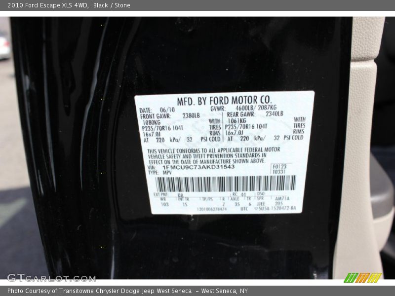 Black / Stone 2010 Ford Escape XLS 4WD