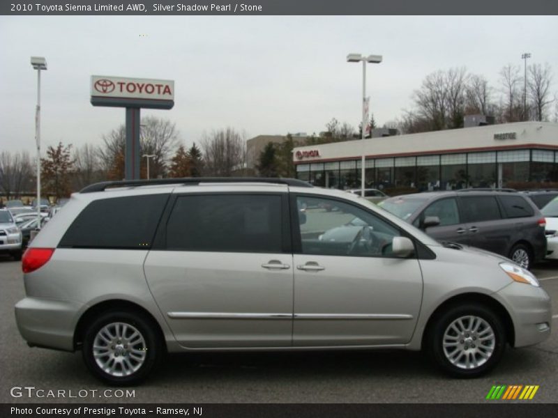 Silver Shadow Pearl / Stone 2010 Toyota Sienna Limited AWD