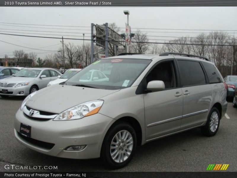 Silver Shadow Pearl / Stone 2010 Toyota Sienna Limited AWD