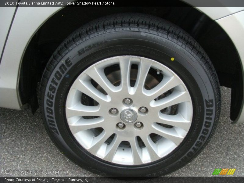 Silver Shadow Pearl / Stone 2010 Toyota Sienna Limited AWD