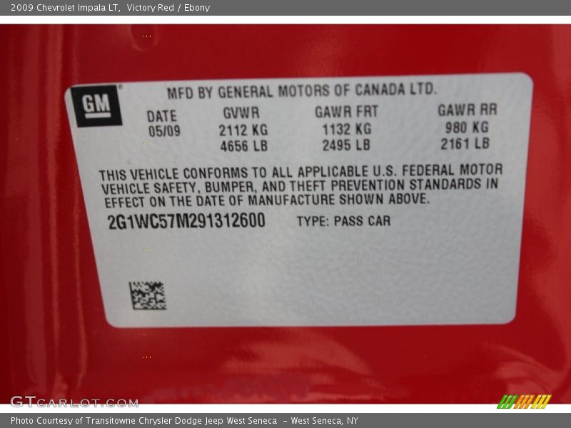 Victory Red / Ebony 2009 Chevrolet Impala LT