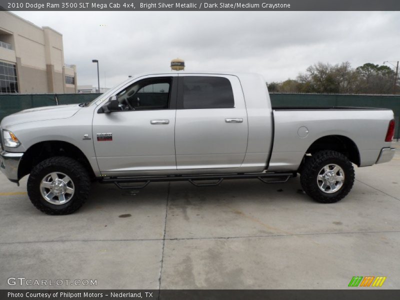 Bright Silver Metallic / Dark Slate/Medium Graystone 2010 Dodge Ram 3500 SLT Mega Cab 4x4