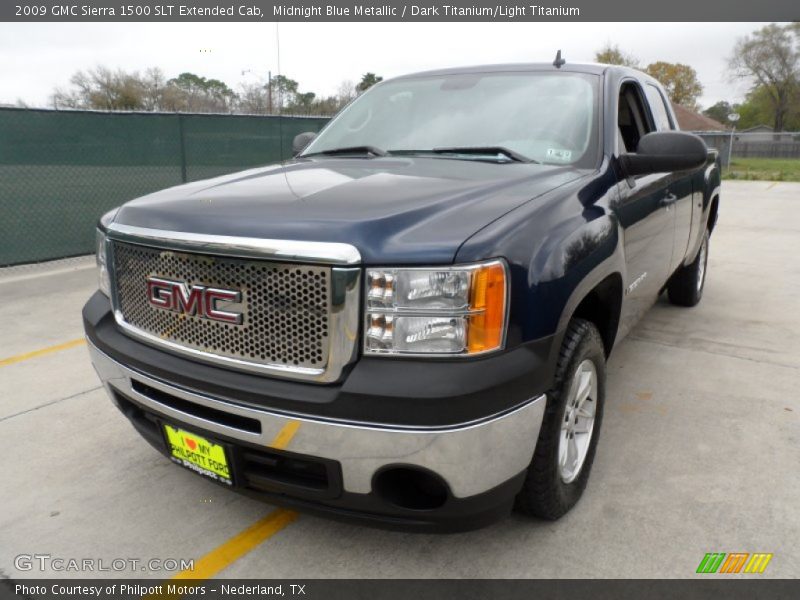Midnight Blue Metallic / Dark Titanium/Light Titanium 2009 GMC Sierra 1500 SLT Extended Cab