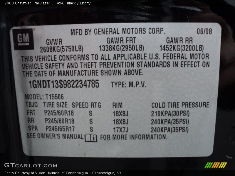 Black / Ebony 2008 Chevrolet TrailBlazer LT 4x4