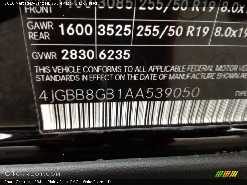 Black / Black 2010 Mercedes-Benz ML 350 4Matic