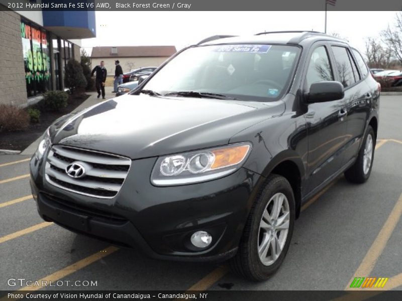 Black Forest Green / Gray 2012 Hyundai Santa Fe SE V6 AWD