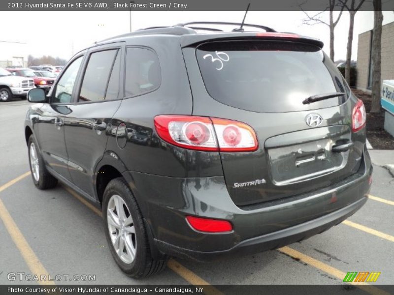 Black Forest Green / Gray 2012 Hyundai Santa Fe SE V6 AWD