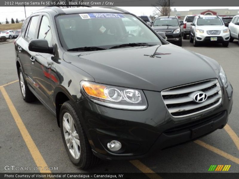 Black Forest Green / Gray 2012 Hyundai Santa Fe SE V6 AWD