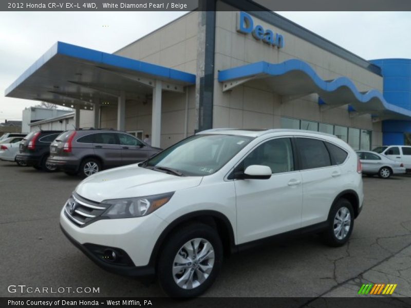 White Diamond Pearl / Beige 2012 Honda CR-V EX-L 4WD