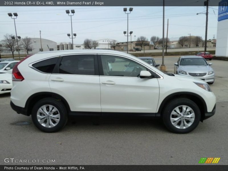 White Diamond Pearl / Beige 2012 Honda CR-V EX-L 4WD