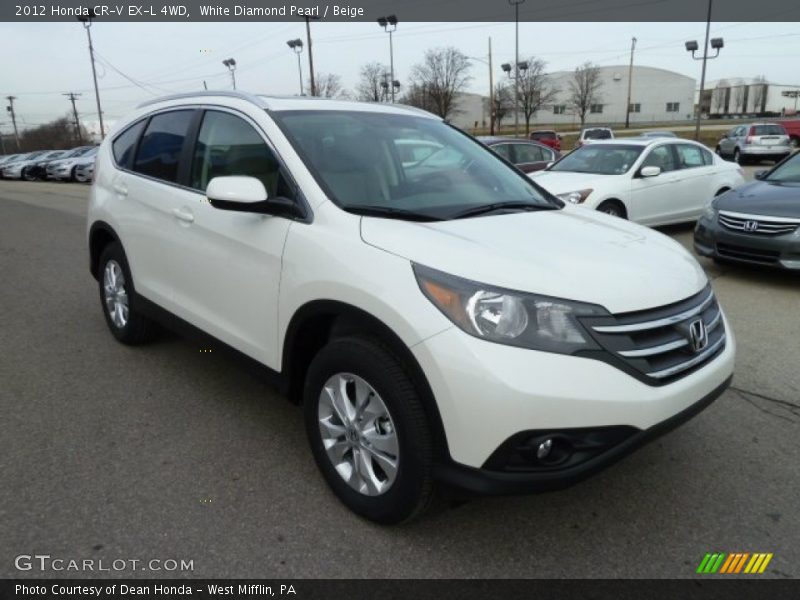 White Diamond Pearl / Beige 2012 Honda CR-V EX-L 4WD